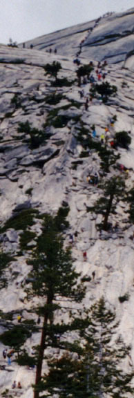 Close-up of Half Dome and Hump Ascent